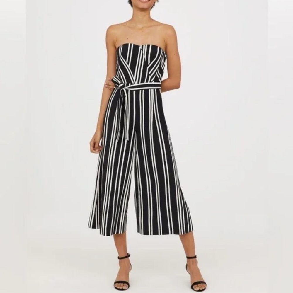 H&M Black and white Bandeau Jumpsuit